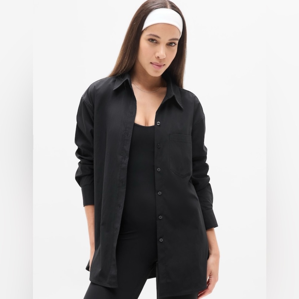 Athleta Midday Relaxed Shirt Size M Black